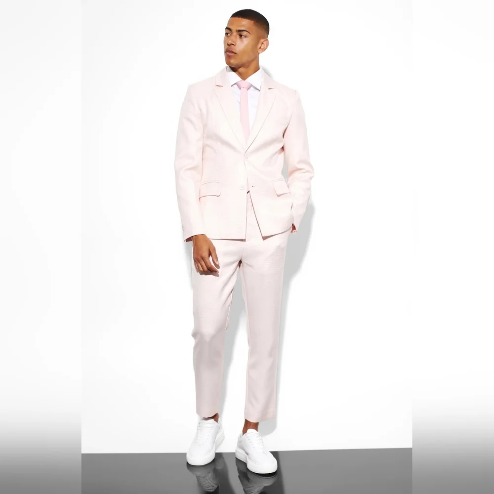 Boohooman SLIM SINGLE BREASTED DOGSTOOTH SUIT JACKET AND PANT SET